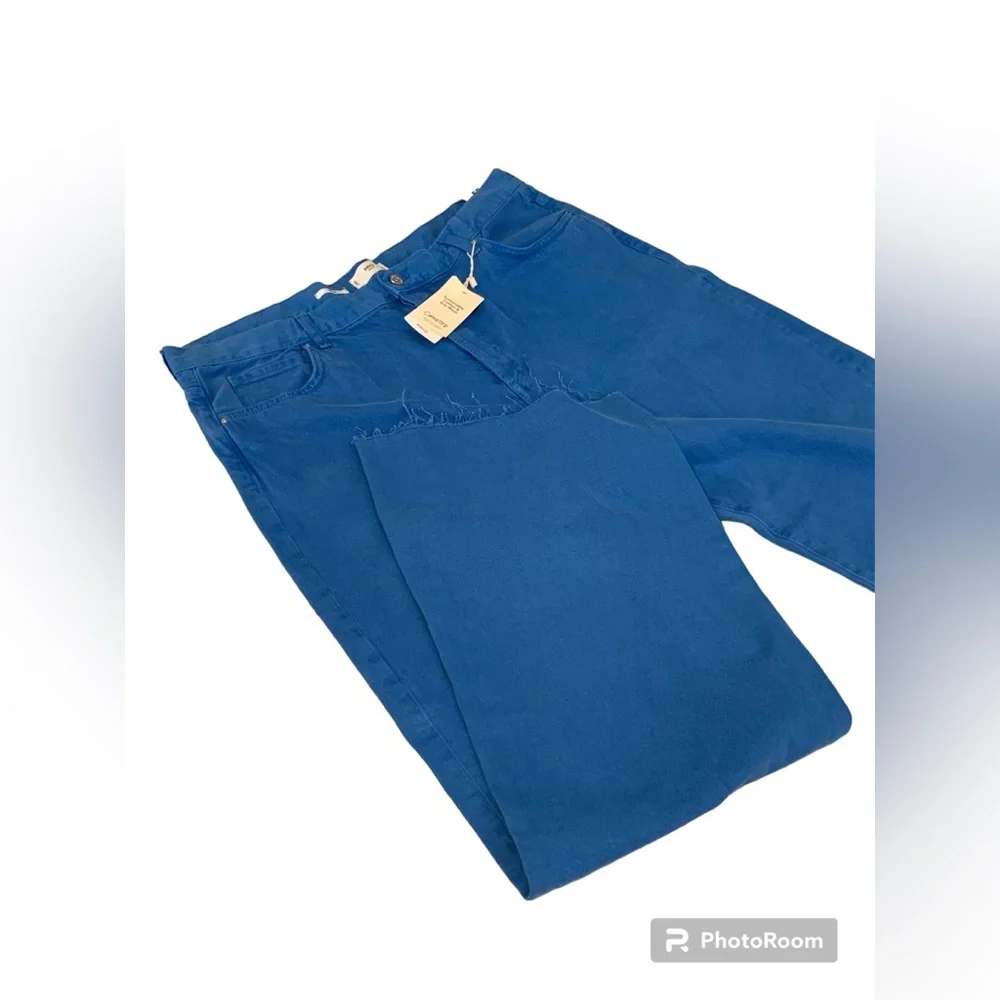 Women Mango Nora Button Fly Wide Leg Flared High Rise Jeans Blue 20 NWT - Picture 4 of 10